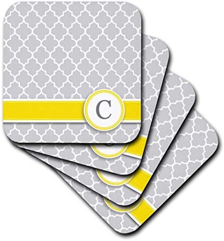 3drose cst_154569_3 seu nome pessoal letra inicial C Monograma cinza quatrefoil padrão-amarelo-cerâmico montanhas-russas,