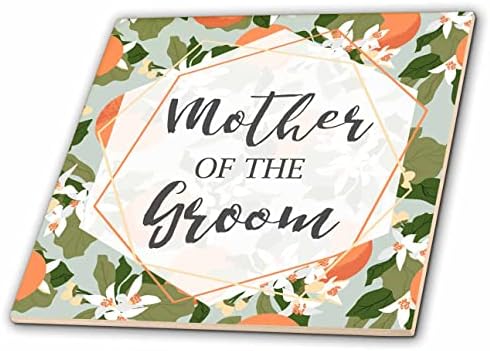 3drose Janna Salak Designs Arte de texto - Mãe do noivo Mint Blossom - azulejos
