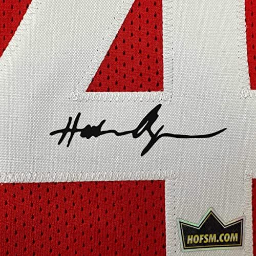 Fac -símile autografou Hakeem Olajuwon Houston Red Reimpressão a laser Auto Basketball Jersey Size Men's XL