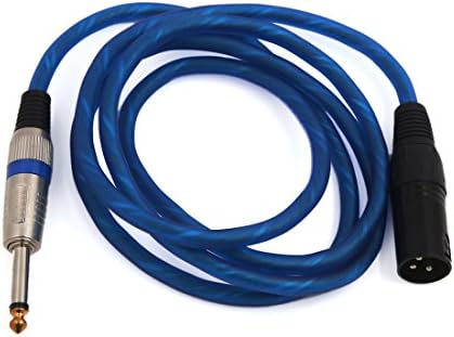 Uxcell 1,5m azul 3pin xlr macho a 6,5 ​​mm TRS Microfone machado Fio de cordão de áudio estéreo