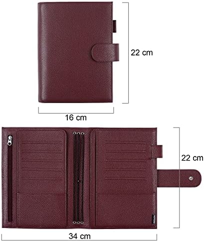 Caderno de viagem para viagens A5 bolsa de diário de tamanho em pebble de couro com bolso traseiro e tira de couro