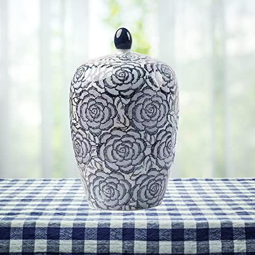 Ｋｌｋｃｍｓ Vaso de flor de cerâmica Tradicional jarra decorativa mesa central peça de porcelana pintada de porcelana jarra jarra jarra de alimentos para festa de casamento, estilo b, 29cmx18.5cm