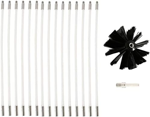 Conjunto de limpeza de ventilação do dutos do kit de varredura de chaminé, kit de pincel de limpeza de chaminés, varredura