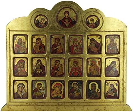 Ferrari & Arrighetti, abençoada Virgin Mary e Angels Icon, 19 representações de Mary, feitas de madeira na Grécia