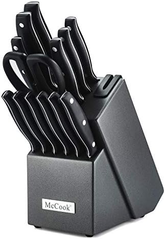 McCook MC39 Tang completo Triple Rivet Kitchen Block Set com apontador embutido + McCook Mc59b Knives Set de 6