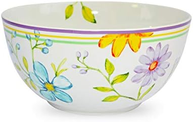 EURO CERAMICA CHARLOTTE CARRAÇÃO DINHEIRO DA CARRAÇÃO E SERVIÇÃO 9 FRUTAS/VEGELES/SALADA SERVIÇÃO, CONJUNTO DE 2, AMACOLOR FLORAL/GARDENS DESIGN, MULTICOLOR