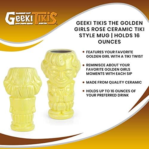 Geeki Tikis The Golden Girls Rose caneca | Copo de estilo de cerâmica colecionável de garotas douradas oficial | Detém