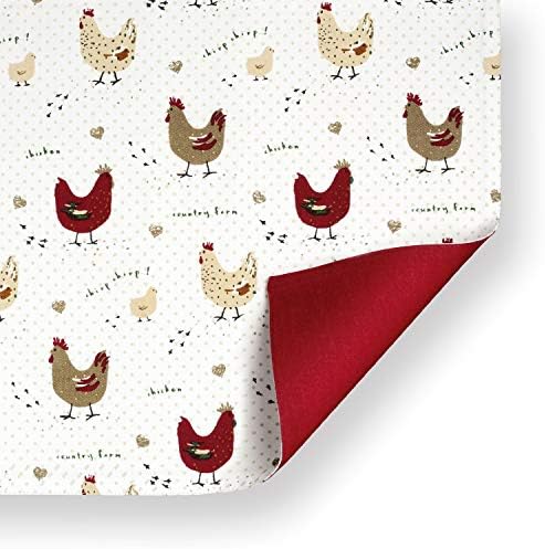 CABLEBERRYRY Home Farmhouse Chicken Placemats Cotton Fabric reversível, 13 x 19 polegadas, conjunto de 6