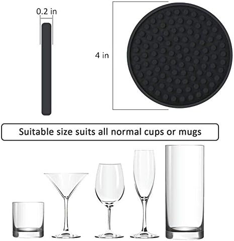 Coasters de silicone para bebidas Conjunto de 6 montanhas -russas com suporte para mesa de madeira Mesa engraçada Monta de barra para bebidas Absorvente House Warming Presents for Women Farmhouse Cup Tapete para mesa de café