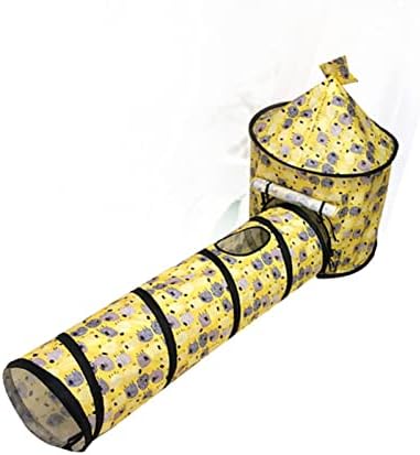 Comeone Cat Play Tunnels Playground Toy Tube Exercitando para coelhos Bunnies Kittens Puppy, amarelo