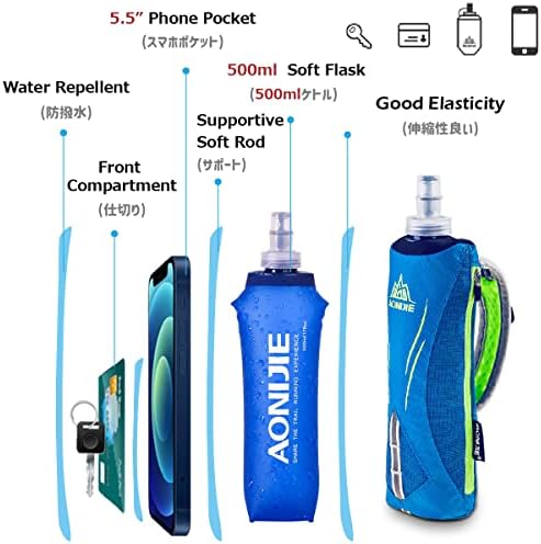 Azarxis TPU Flask macio executando garrafas de água dobráveis ​​BLAT RUND BPA para pacote de hidratação, para escalar ciclismo de caminhada
