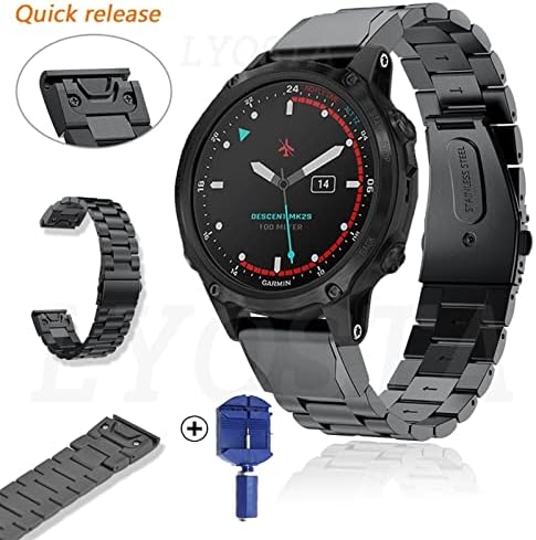 Neyens New 26mm Aço inoxidável Relógio rápido Relógio Strap Band para Garmin Descent Mk1 Watch EasyFit Wrist Band para Descendente MK1