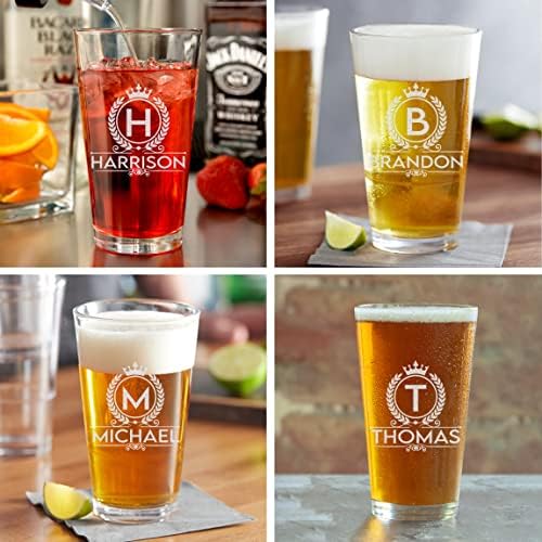 Glass de cerveja personalizadas Nome inicial personalizado Gravado de copos de cerveja de aniversário Presente de inauguração de casa