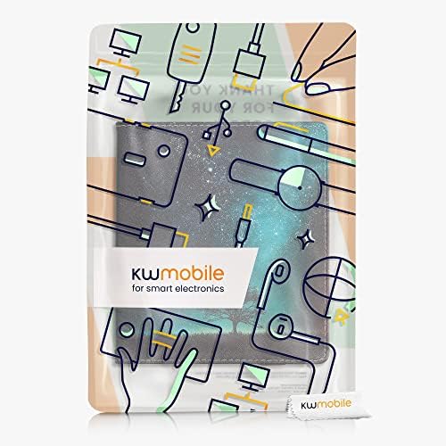 Cover Kwmobile Compatível com Kindle Oasis 10. Geração - Capa Caso eletrônico de couro PU - Nature Cósmico Azul/Cinza/Preto