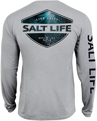 Salt Life Men's Deep Sea Light Leva Longa Camisa de Performance