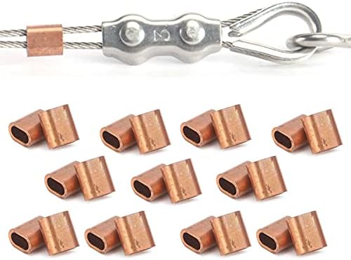 Manga de corda de aço - 20pcs Sleeve de corda de arame M3 Copper Oval Crimping Loop Clane Cramp Kit de variedade