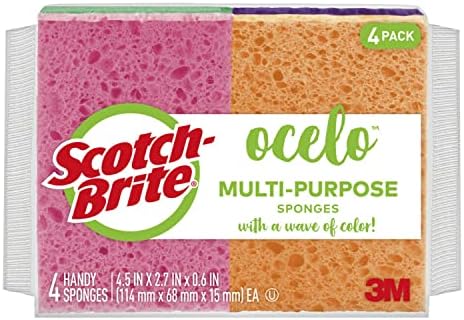 Scotch-Brite Ocelo Multi-Purpose Sponge, cores variadas, 4 esponjas