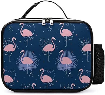 Pacote de refeição reutilizável de lanchonete de couro flamingos exótico com alça de fivela para viagens de piquenique no escritório