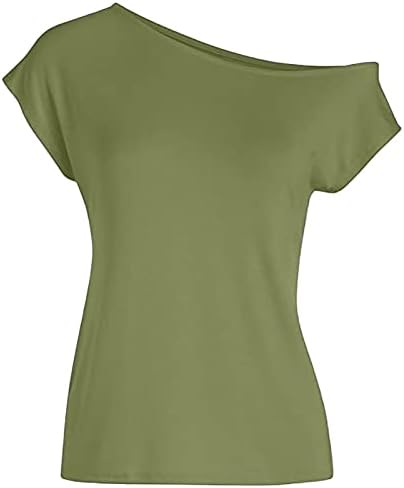 Tops de verão feminino Tops de cor sólida Camisadas de manga curta