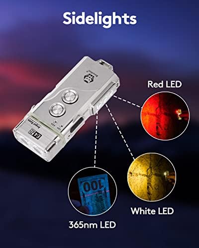 Rovyvon e4 pro titanium USB C Chave de lanterna EDC recarregável, 700lumens 6500K Lanterna de bolso pequena e brilhante