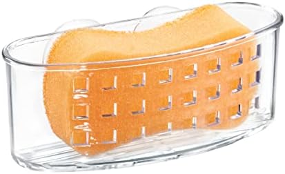Idesign Plastic Sponge Suport Cups Ideal para pias de cozinha e organização do banheiro, 6,5 x 2,5 x 2,5 , transparente