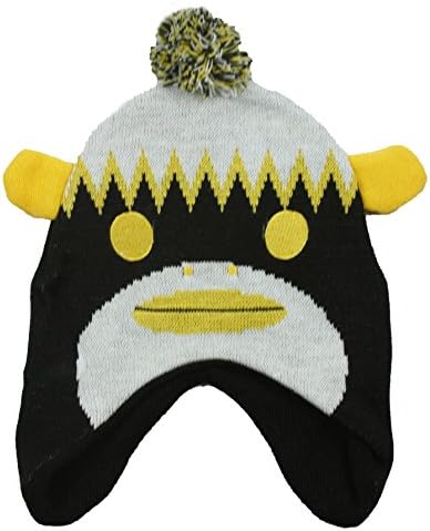 Pittsburgh Steelers NFL Big Boys Sock Monkey Knit Hat com Pom, Black