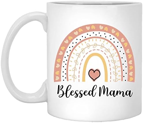 Yanashop88 abençoou Mama Caneca, caneca de café Mama, caneca arco -íris, caneca de presente do dia das mães, caneca de presente de