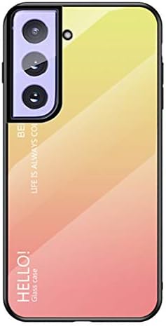 Caso Lusheng para Samsung Galaxy S21, Casca de tampa de vidro temperada com cor de vidro temperado de gradiente Back TPU TPU, para Samsung Galaxy S21 - Amarelo