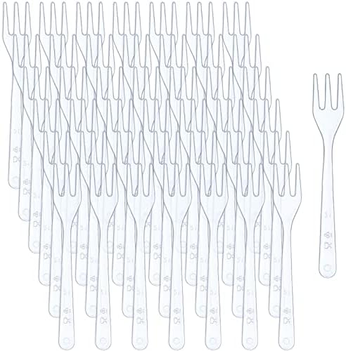 500 PCS Mini Forks de Plástico Claro 3,7 x 0,6 polegadas Plástico Fifts Pequenos Apertizadores descartáveis ​​Forks Soberta