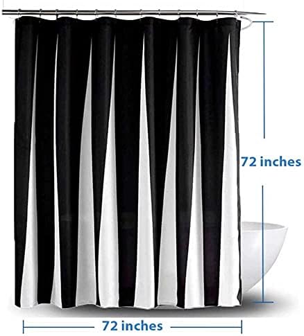 Cortana de chuveiro de chuveiro Jopsuy, cortinas de chuveiro em preto e branco com 12hooks, designer listrado preto Decoração de banho à prova d'água, dobra de tecido moderno boho cortinas 72x72 polegadas