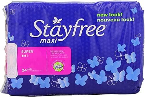 StayFree Super Maxi Pads, 24 contagem