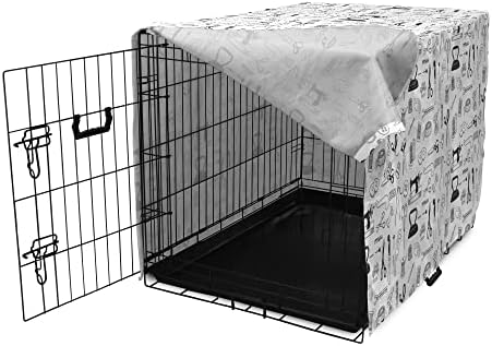 Capa lunarable de caixa de cachorro hipster, hobby com tema repetindo padrão de elementos e ferramentas de costura de estilo esboçado, capa de canil de estimação fácil de usar para cães pequenos filhotes gatinhos, 18 polegadas, carvão branco cinza branco