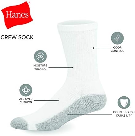 Hanes Men Double Tough Crew Socks, pacote de 12 pares