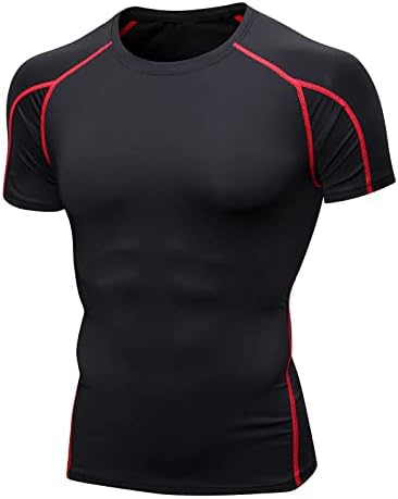 Men skinny esportes camisetas redonda pescoço de manga curta executando ioga rápida treino seco fitness atlético camiseta tops