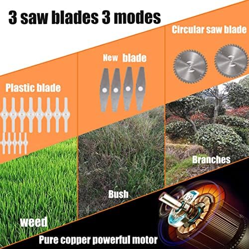 Ease de ervas daninhas de ervas daninhas elétricas comedor de ervas daninhas, com pêlos leves de 21V, ferramenta de grama Edger com 2PCs 2000mAh, push Weed Brush Cutter Nenhum aparador de cordas para quintal e jardim