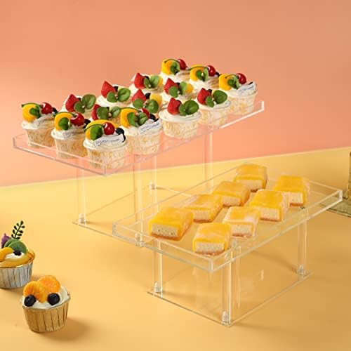 Conjunto de exibição de mesa de sobremesas de pacote HEIMMA 3, Risers de exibição de sobremesa de acrílica clara para cupcakes