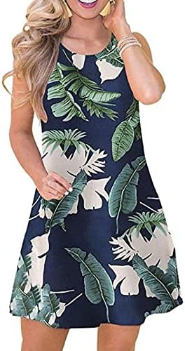 Verão feminino casual casual o-pescoço o-folhas sem mangas estampas de folhas tropicais vestidos de praia havaí esconder mini vestido