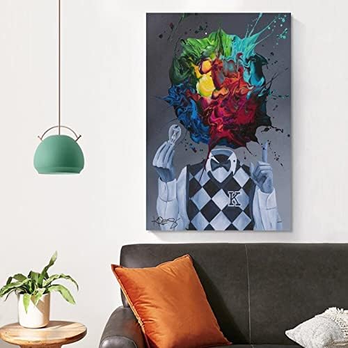 Art Poster Homem Faceless Abstract Color Oil Painting - Kre8, Modern Print on Canvas Pintura de Pintura de Wall Art Poster para quarto Decoração da sala de estar 24x36in
