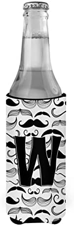 Tesouros de Caroline CJ2009-WMUK letra W Bigode Ultra Inicial Hugger para latas finas, lata de manga mais fria Machine