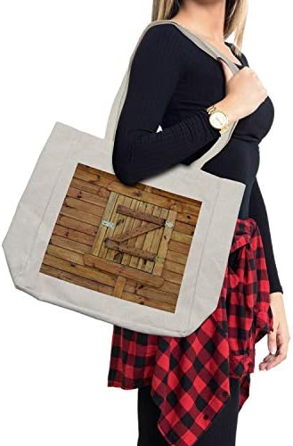 Bolsa de compras de persianas de Ambesonne, persianas fechadas de madeira tábuas de grunge rural de design clássico de design clássico,