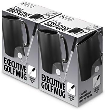 Kovot Executive Tabletop Golf Caneca | Inclui caneca preta com Putting Hole & Golf Club Pen