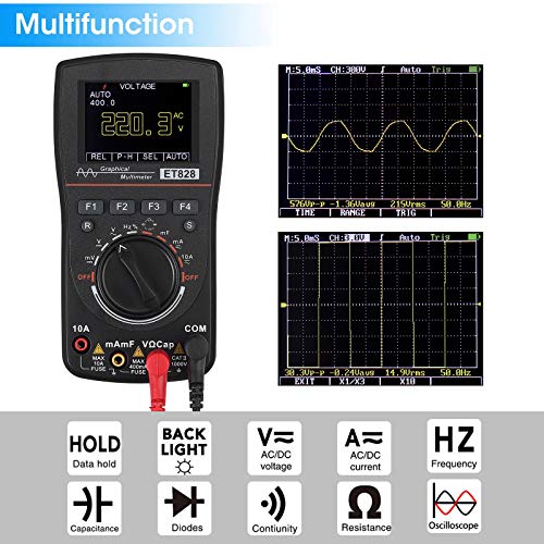 Multímetro de osciloscópio Prostador Atualizado + 200MHz Sonda de osciloscópio