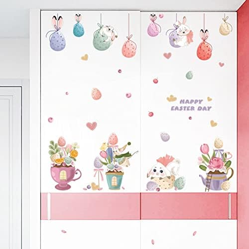 Power Puffs Girls Adesivos Cartoon Adesivo de parede de Páscoa Rabbit Funny Egg Wall Start Room de Livro Decoração do Auto Adesivo Adesivo de Parede Adesivos para crianças
