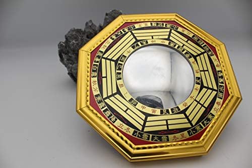 Lucky Gifts 7.5 '' Proteção Oriental Chinesa Feng Shui Home House Gold Bagua Convex Mirror, BG007