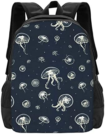AseeLo Wellyfish Pattern School Backpack Large College Backpack Casual Bookbag Daypack para meninos meninos adolescentes