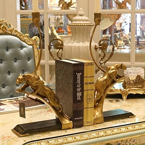 Baubuy Tiger Decorativo Livros Livros Luxuros Brass Golden Candlestick Porta de escultura requintada Terminações para realizar