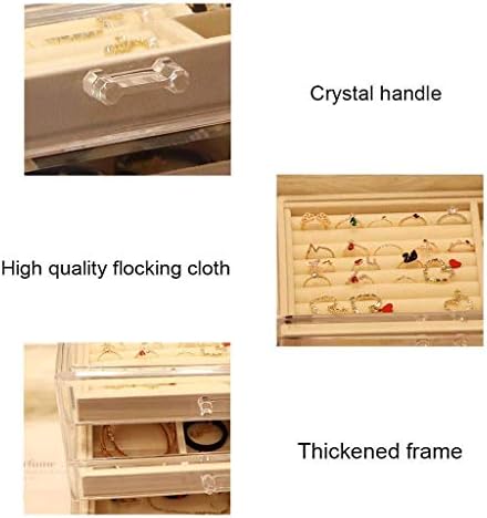 Caixas de jóias QTT para mulheres com 3 gavetas Organizador de jóias de veludo para brinco de pulsação de pulsação Colar de