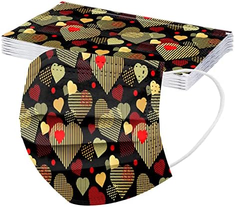 Jtckarpu 50pack máscaras descartáveis ​​para mulheres do Dia dos Namorados Mulheres Adultos Casal Casal Não Tecido Coração Dia dos Namorados Dia