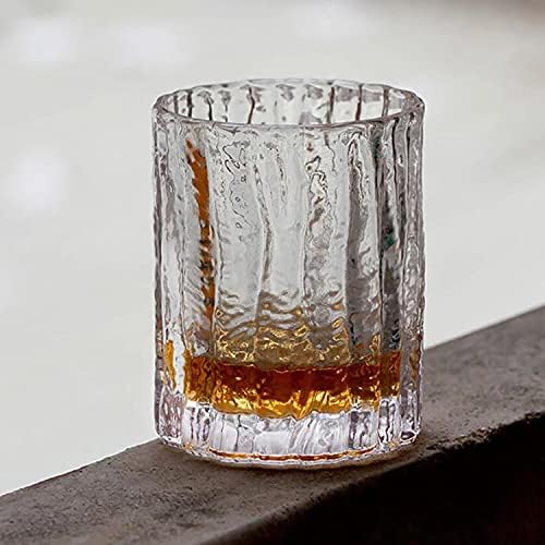 Japonês Edo Crystal Hammer Bark Whisky Whisky Vintage Rock Glass Hand Whisky Tumbler Copo Caixa de presente de madeira, B