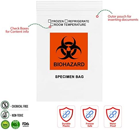 GPI - 6 x 9 100 pacote, sacos de zíper de amostras de biohazard, com bolsa, 2 mil de espessura, para as amostras de laboratório